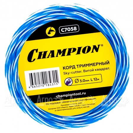 Корд триммерный Champion Sky-cutter 3.0мм, 12м (витой квадрат)  в Костроме