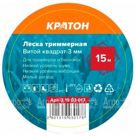Леска триммерная Кратон Витой квадрат-3 мм  в Костроме