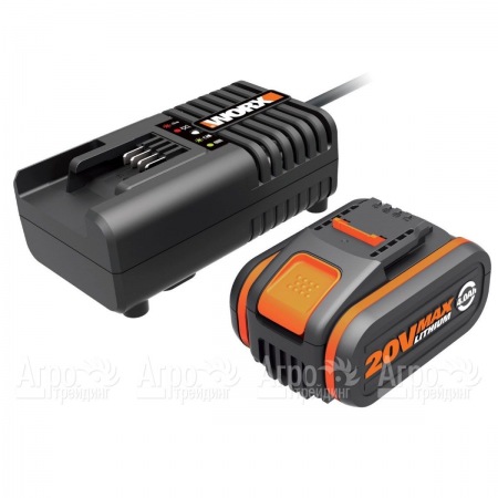Комплект WA3604 20V: 2 аккумулятора 4Ач и зарядное устройство 2А для аккумуляторной техники Worx  в Костроме
